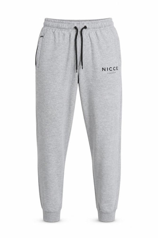 Front view of NICCE Men’s Grey Jogger Sweatpants S Regular Fit Fleece Activewear Trousers