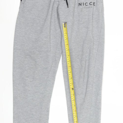 Nicce Men’s Grey Jogger Sweatpants S Regular Fit Fleece Activewear Trousers