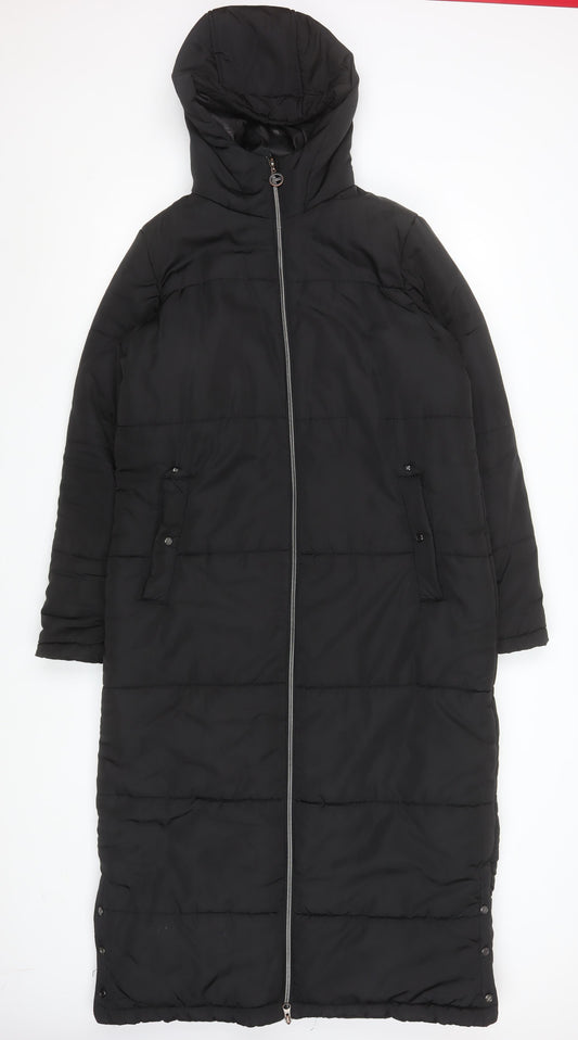 Dare 2B Women's Black Long Puffer Coat Size 12 Hooded Winter Jacket