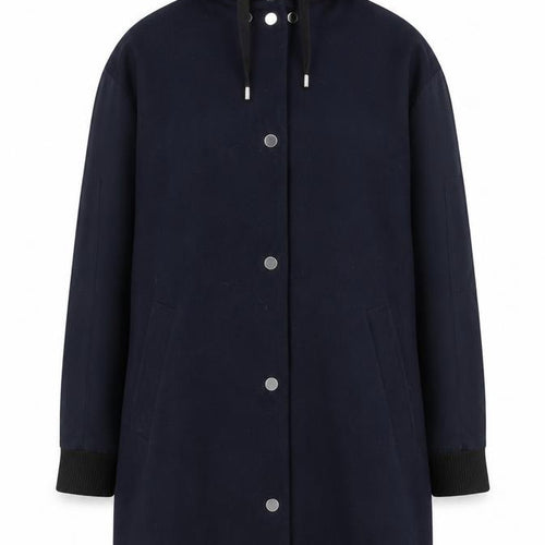Topshop Unisex Navy Blue Hooded Mid-Length Parka Coat Size 34