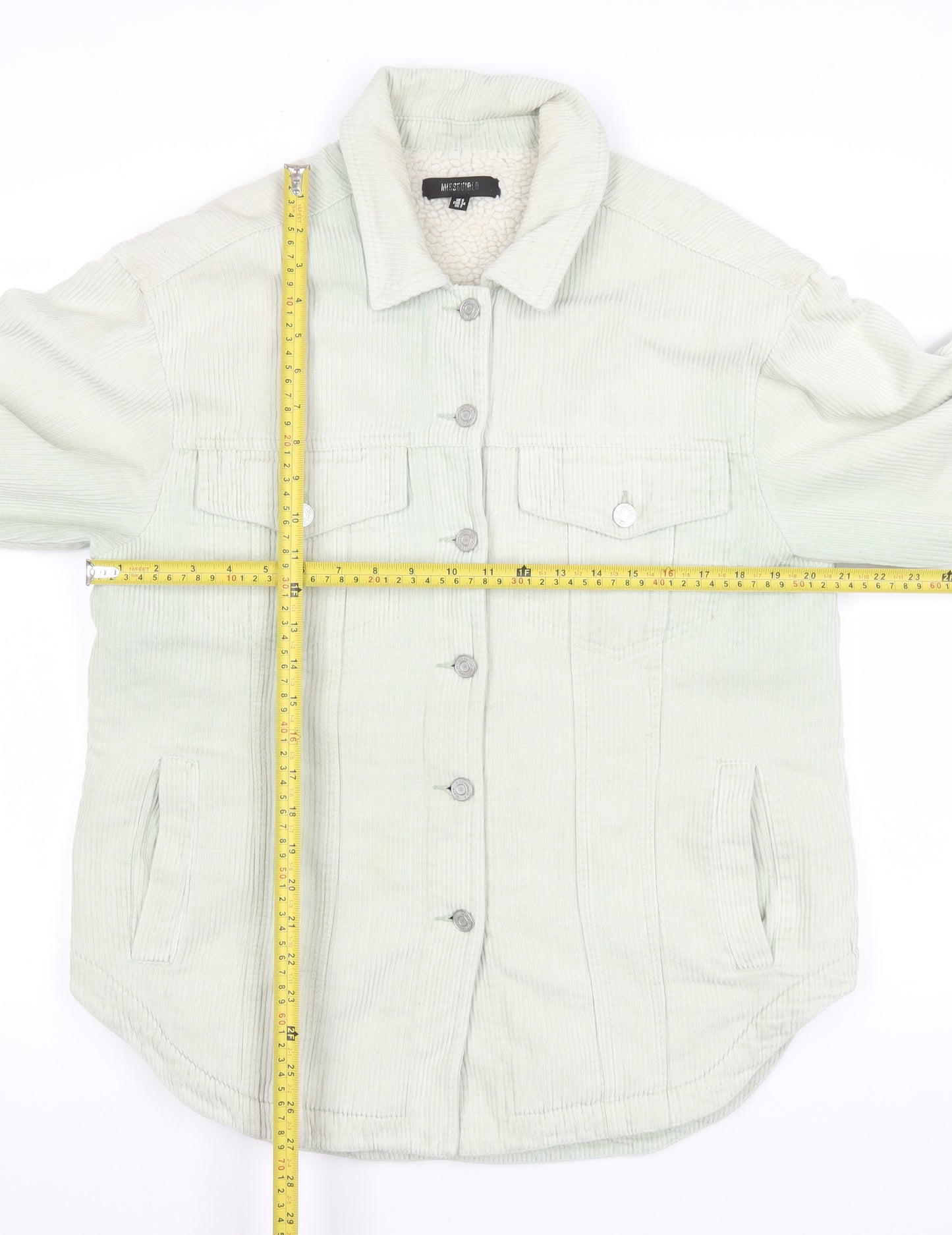 Missguided Women’s Beige Corduroy Sherpa Lined Jacket Size 6