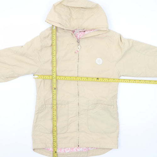 Adams Girls Beige Hooded Rain Coat Jacket 10 Years Mid-Length Full Zip