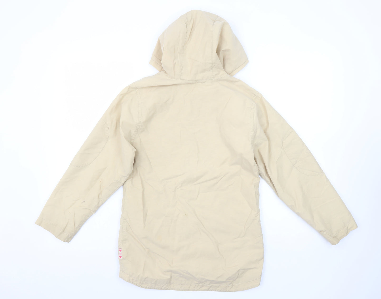 Adams Girls Beige Hooded Rain Coat Jacket 10 Years Mid-Length Full Zip