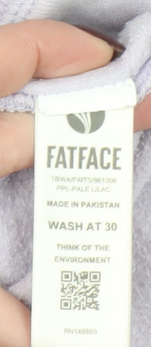 FatFace Women Pale Lilac Hooded Pullover Sweatshirt Size S
