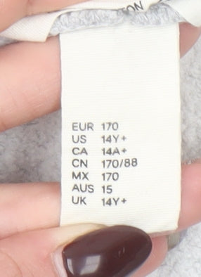 H&M Boys Grey White Black Colourblock 1/4 Zip Sweatshirt 14Y