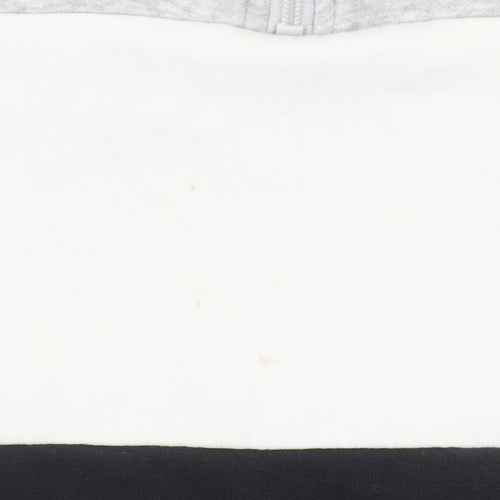 H&M Boys Grey White Black Colourblock 1/4 Zip Sweatshirt 14Y