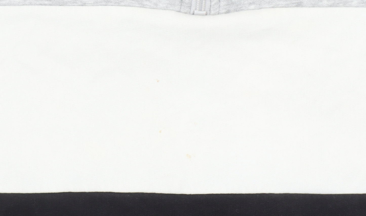 H&M Boys Grey White Black Colourblock 1/4 Zip Sweatshirt 14Y