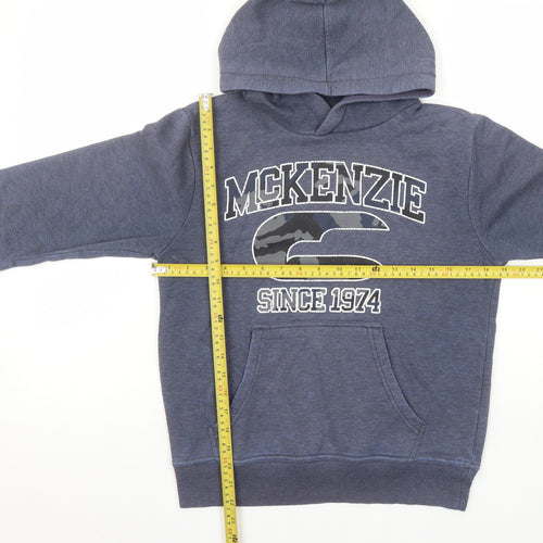 McKenzie Boys Blue Pullover Hoodie 12-13 Years Graphic Print Casual Wear
