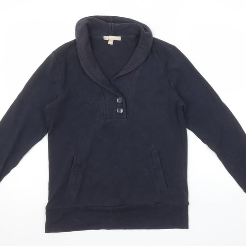Banana Republic Women's Navy Henley Sweatshirt Size S Cotton Blend