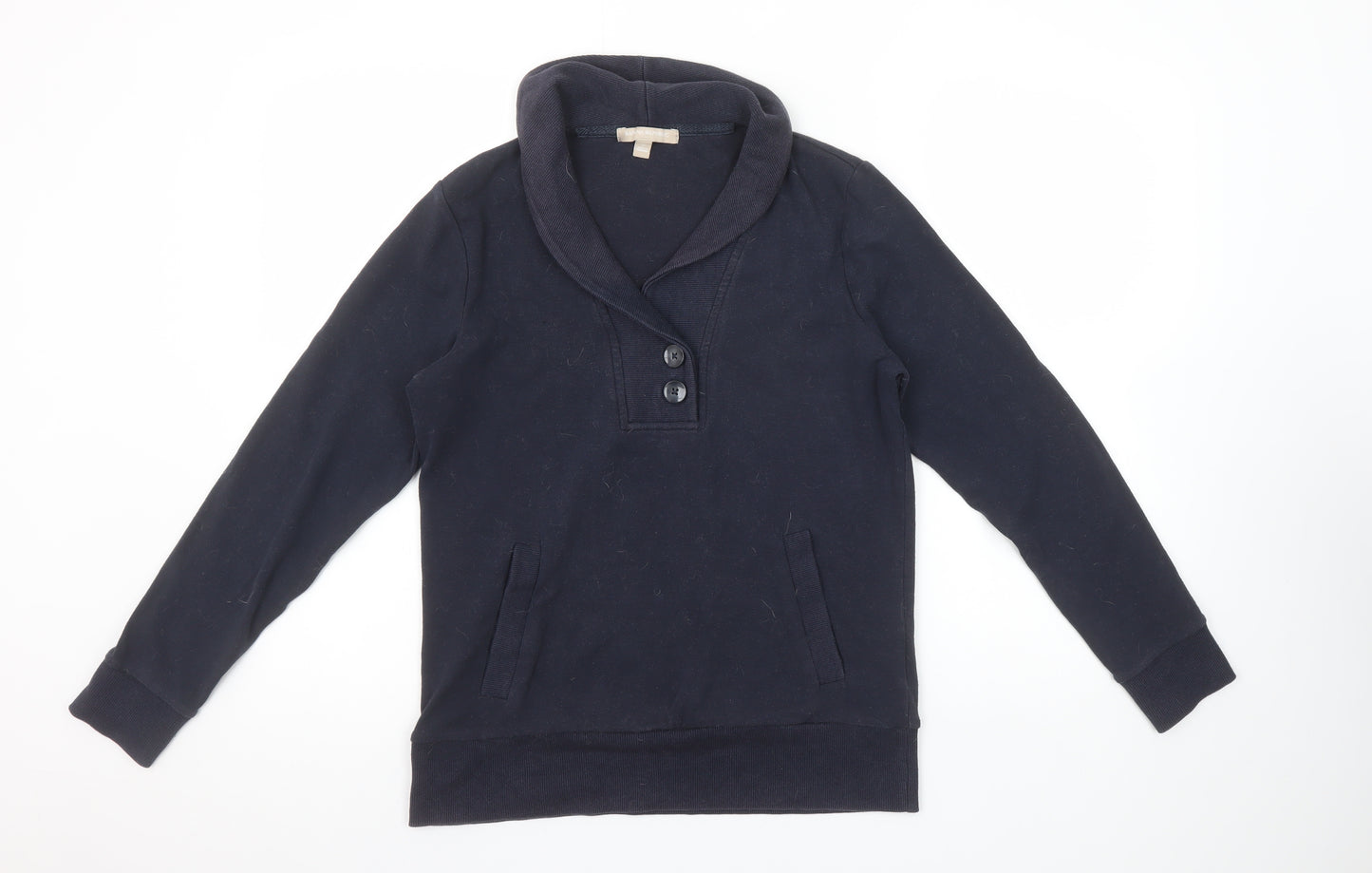 Banana Republic Women's Navy Henley Sweatshirt Size S Cotton Blend