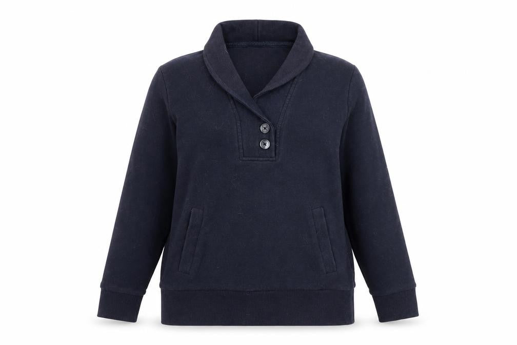 Banana Republic Women's Navy Henley Sweatshirt Size S Cotton Blend