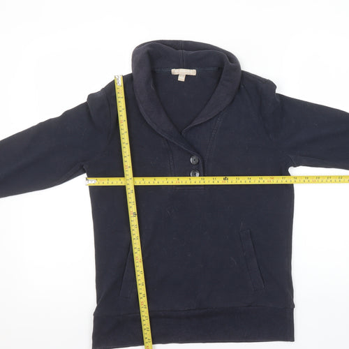 Banana Republic Women's Navy Henley Sweatshirt Size S Cotton Blend