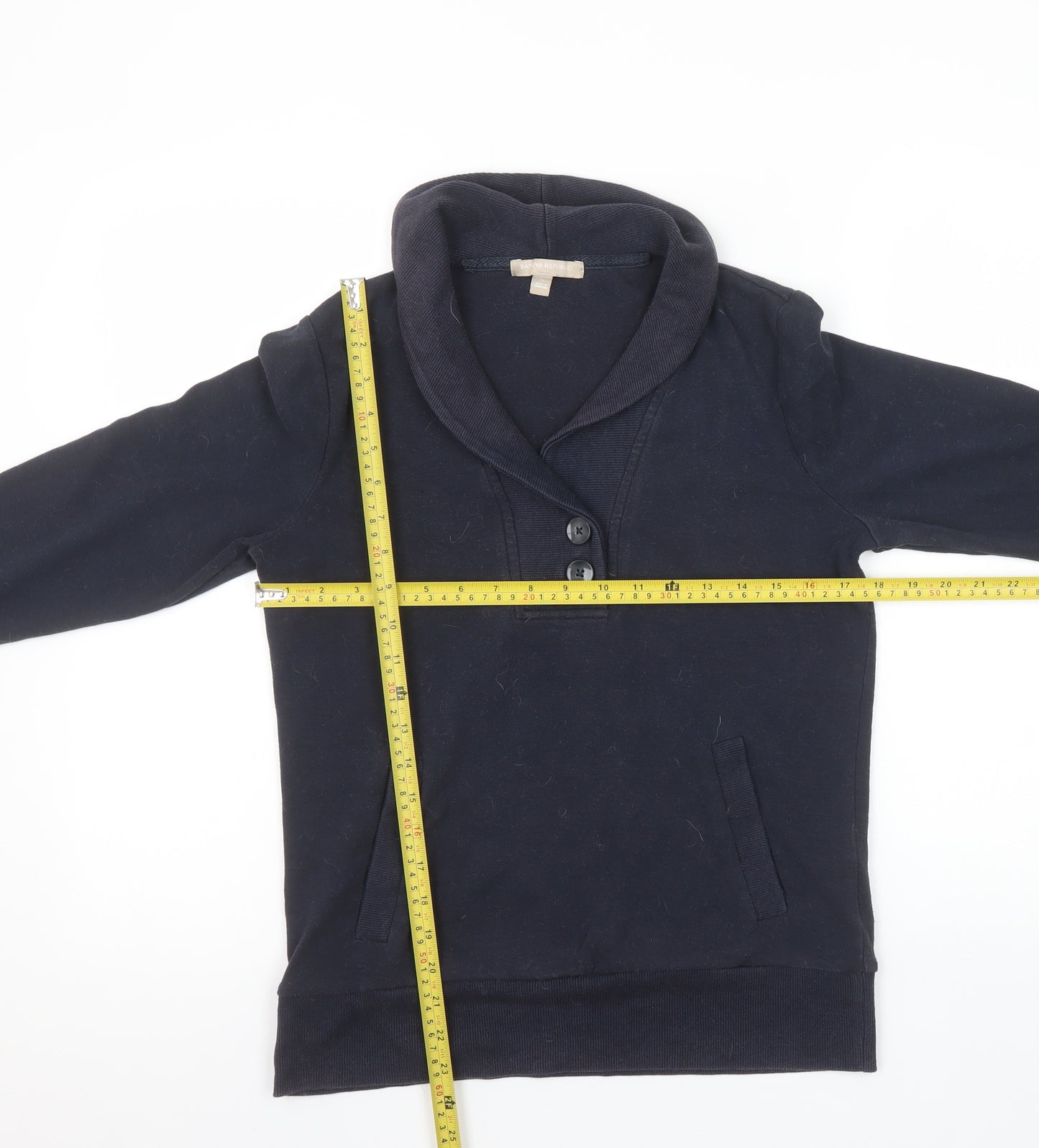 Banana Republic Women's Navy Henley Sweatshirt Size S Cotton Blend