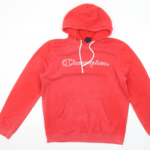 Champion Women’s Red Pullover Hoodie Large Cotton Blend Logo Sweatshirt