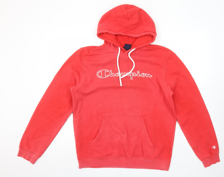 Champion Women’s Red Pullover Hoodie Large Cotton Blend Logo Sweatshirt