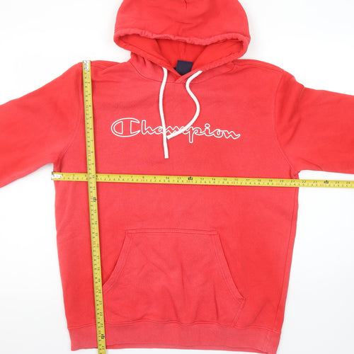 Champion Women’s Red Pullover Hoodie Large Cotton Blend Logo Sweatshirt