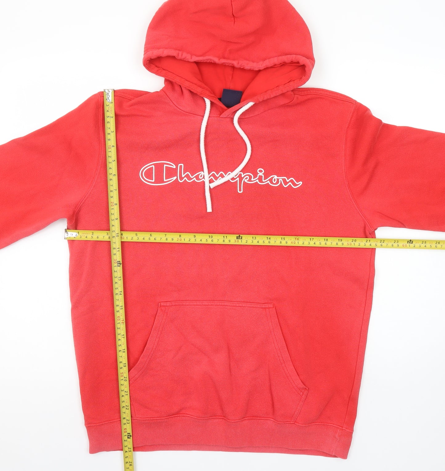 Champion Women’s Red Pullover Hoodie Large Cotton Blend Logo Sweatshirt
