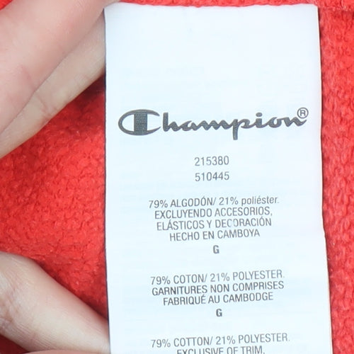 Champion Women’s Red Pullover Hoodie Large Cotton Blend Logo Sweatshirt