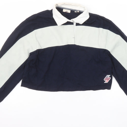 Superdry Womens Navy Colourblock Rugby Style Sweatshirt UK 10