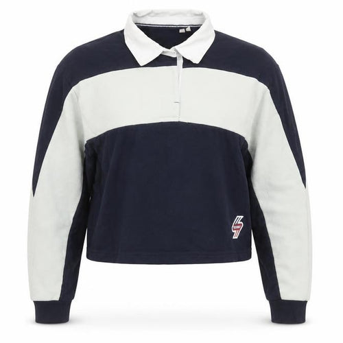 Superdry Womens Navy Colourblock Rugby Style Sweatshirt UK 10