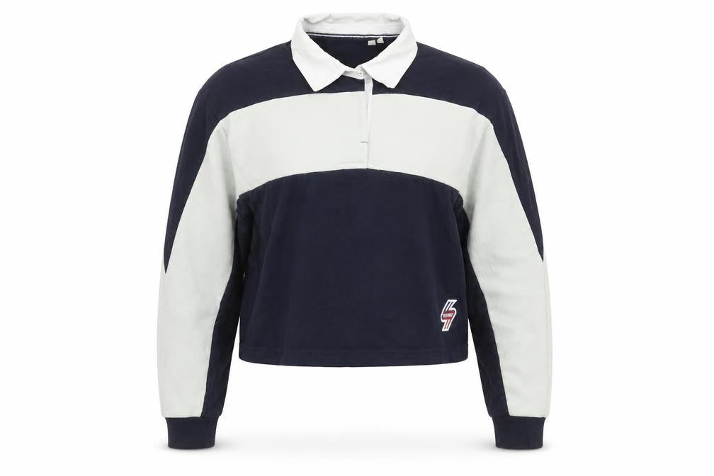 Superdry Womens Navy Colourblock Rugby Style Sweatshirt UK 10