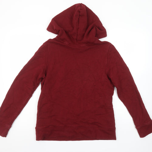 Adidas Women Burgundy Hoodie Size 8 Cotton Pullover Logo Hooded Sweatshirt