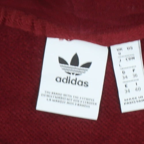 Adidas Women Burgundy Hoodie Size 8 Cotton Pullover Logo Hooded Sweatshirt