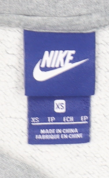Nike Women Grey XS Pullover Sweatshirt Cotton Blend Crew Neck