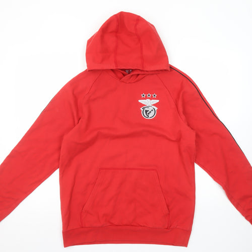 SL Benfica Men's Red Pullover Hoodie M Embroidered Logo Football Sweatshirt