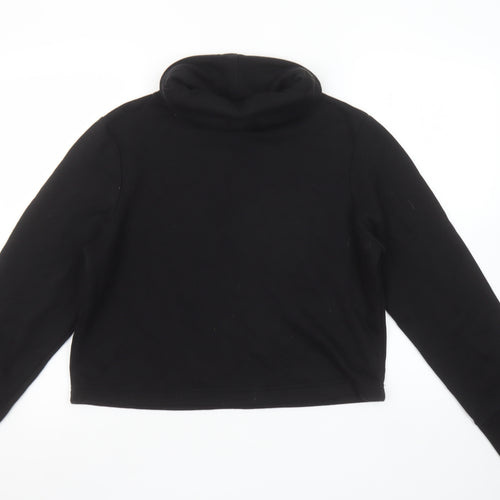 Zara Women Black Small Pullover Sweatshirt with Cowl Neck