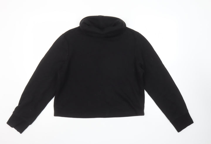 Zara Women Black Small Pullover Sweatshirt with Cowl Neck
