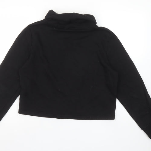 Zara Women Black Small Pullover Sweatshirt with Cowl Neck