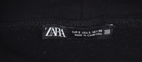Zara Women Black Small Pullover Sweatshirt with Cowl Neck