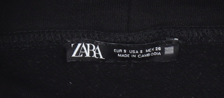 Zara Women Black Small Pullover Sweatshirt with Cowl Neck