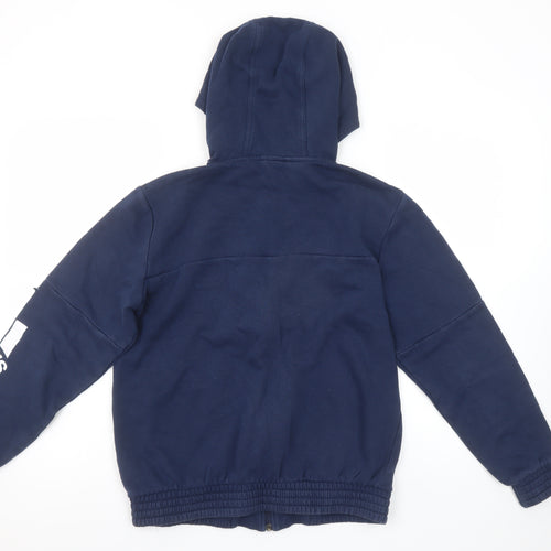 Adidas Boys Navy Full Zip Hoodie 13-14 Years Lined Logo Sportswear