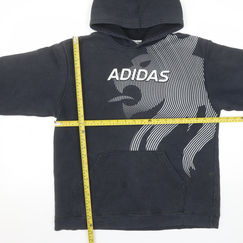 Adidas Boys Black XL Pullover Hoodie with Graphic Print Design