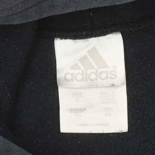Adidas Boys Black XL Pullover Hoodie with Graphic Print Design