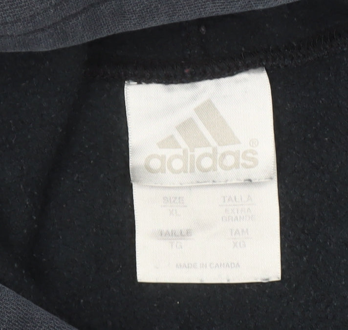Adidas Boys Black XL Pullover Hoodie with Graphic Print Design