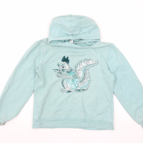 Yigga Girls Blue Sequin Squirrel Pullover Hoodie Size 13-14 Years