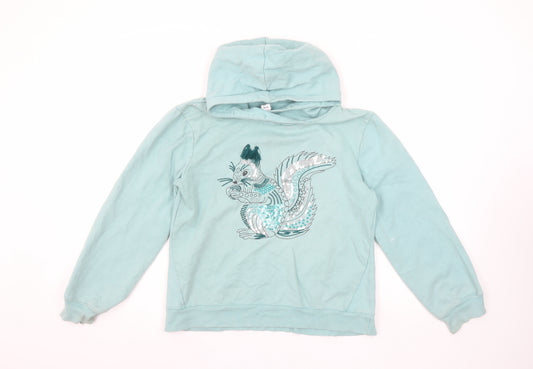 Yigga Girls Blue Sequin Squirrel Pullover Hoodie Size 13-14 Years