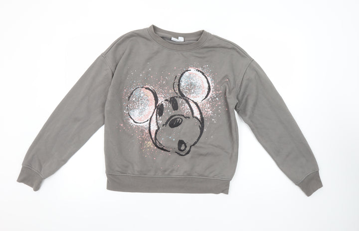 Disney Women's Grey Mickey Mouse Pullover Sweatshirt Size 2XS