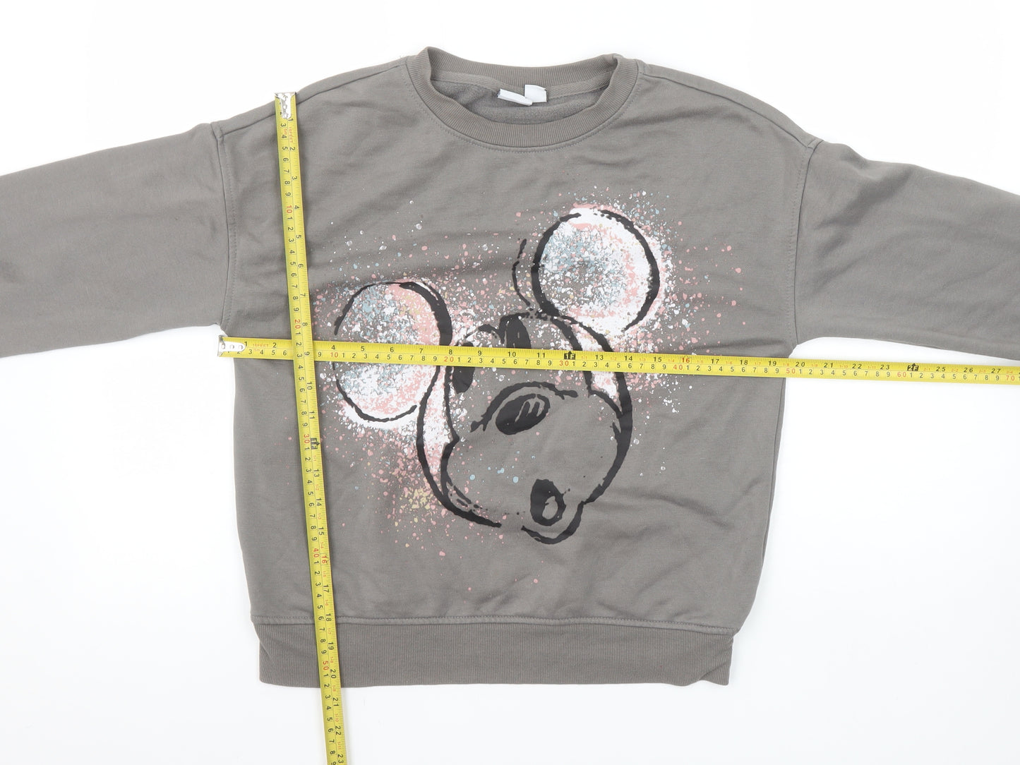 Disney Women's Grey Mickey Mouse Pullover Sweatshirt Size 2XS