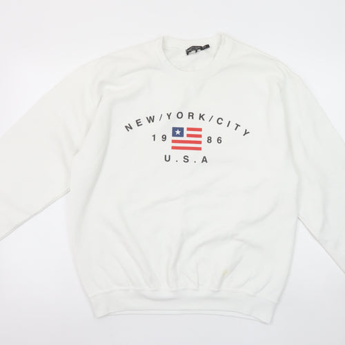 Nasty Gal Women's White New York City USA Graphic Pullover Sweatshirt Size M