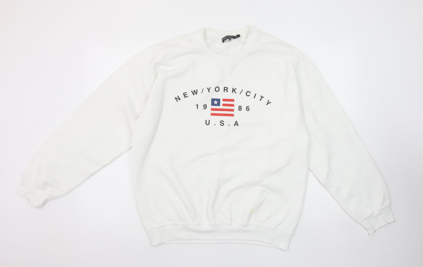 Nasty Gal Women's White New York City USA Graphic Pullover Sweatshirt Size M