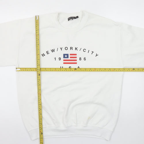 Nasty Gal Women's White New York City USA Graphic Pullover Sweatshirt Size M