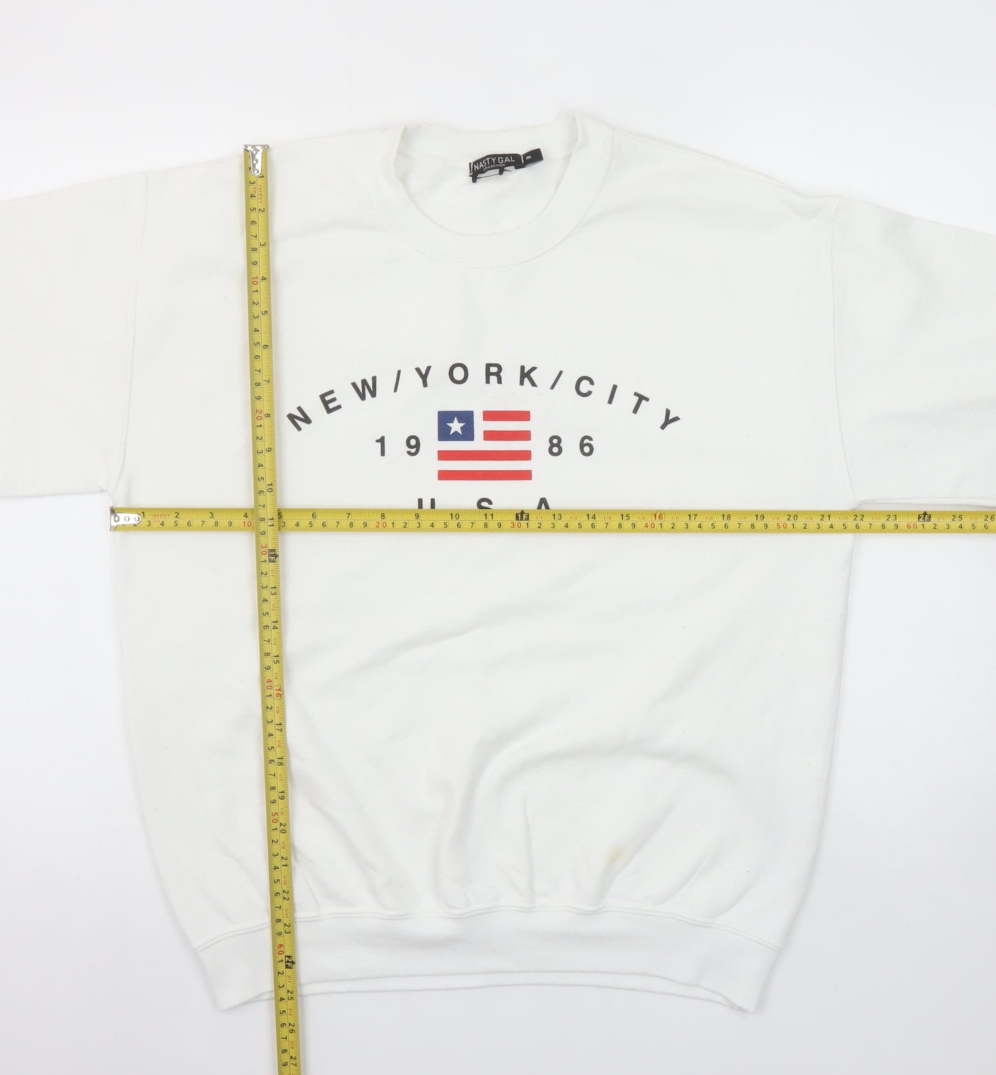 Nasty Gal Women's White New York City USA Graphic Pullover Sweatshirt Size M