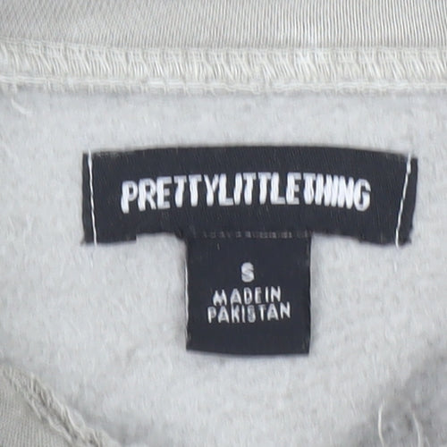 PrettyLittleThing Women’s Grey Full Zip Cropped Hoodie Size S
