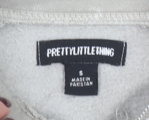 PrettyLittleThing Women’s Grey Full Zip Cropped Hoodie Size S