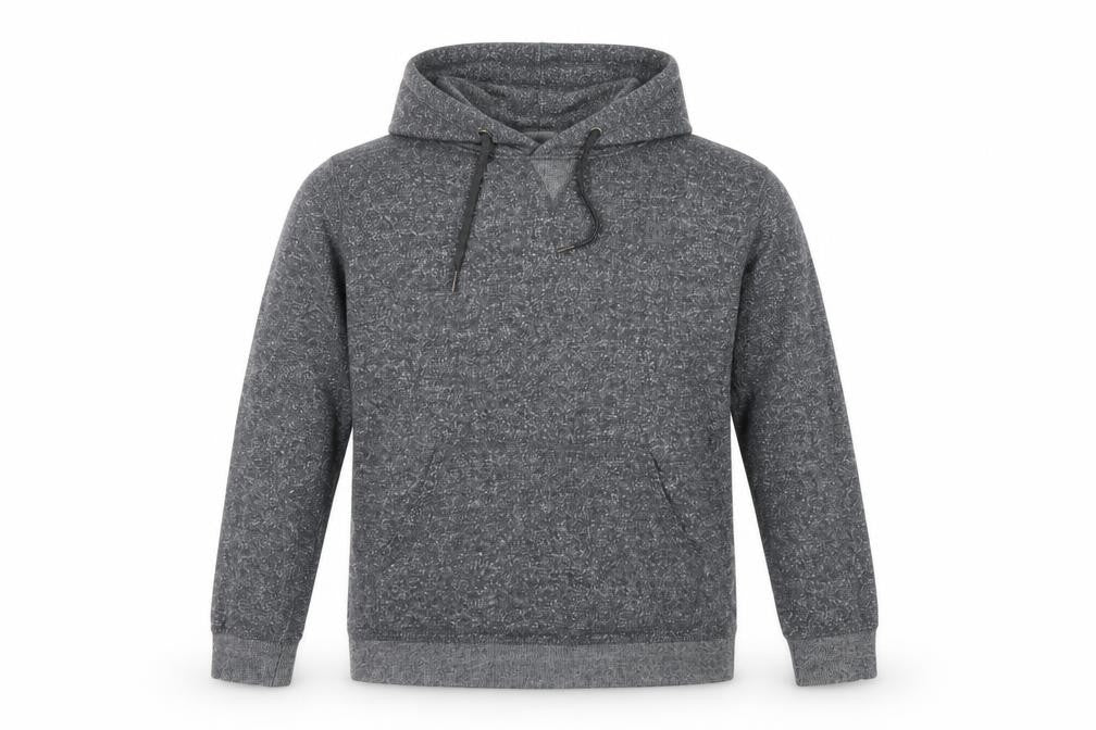 Front view of DC Men’s Grey Pullover Hoodie Medium Knit Cotton Blend
