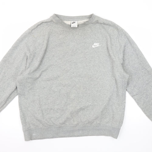 Nike Men's Grey Pullover Sweatshirt L Crew Neck Classic Fit